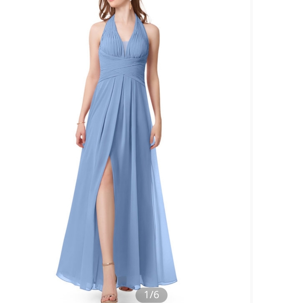 Azazie Odile Bridesmaid Dress Steel Blue